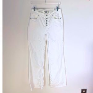 Free People White Denim Jean Button Fly Wide Leg